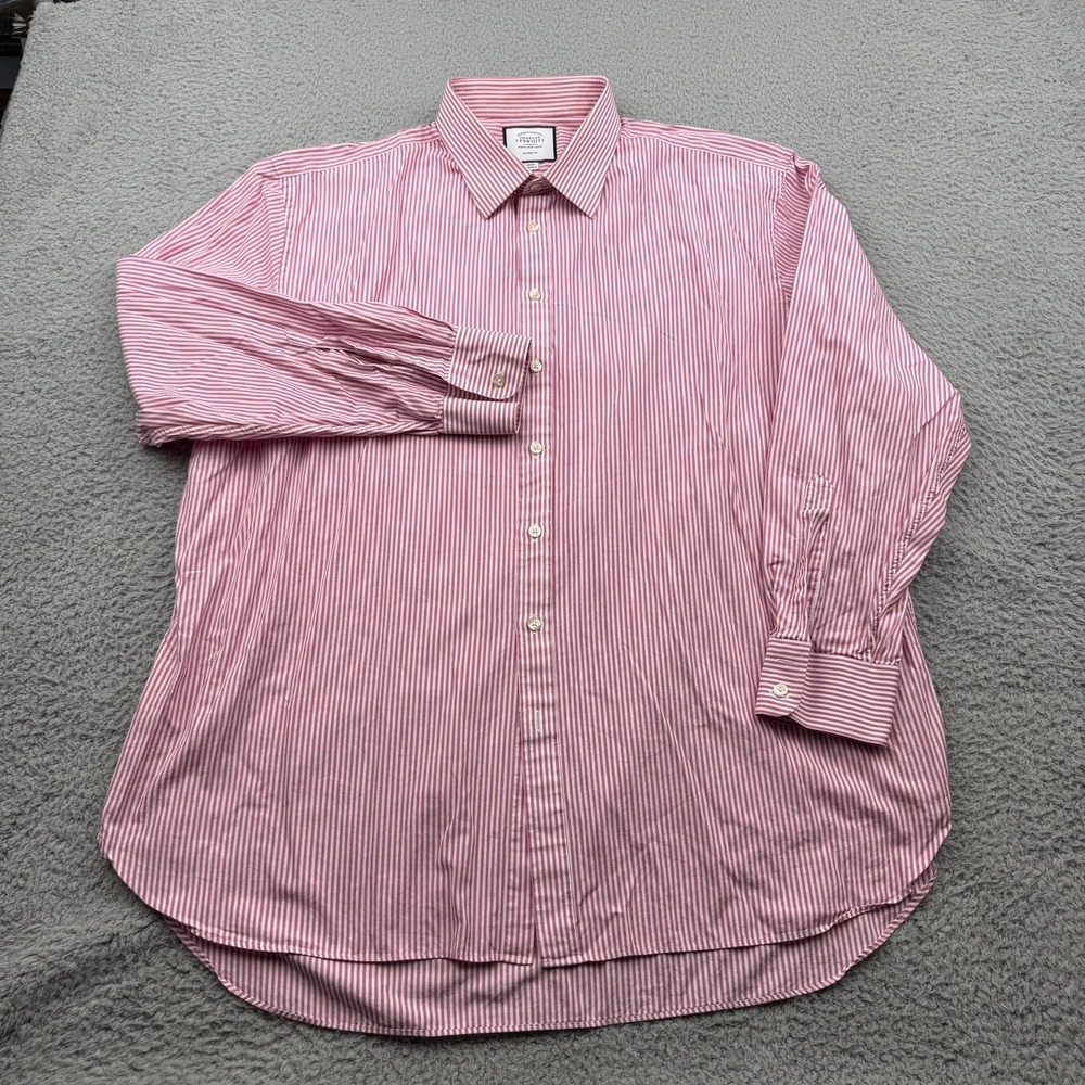 Charles Tyrwhitt Button Down Dress Shirt Mens 19/37 Pink Striped Classic Fit L/S